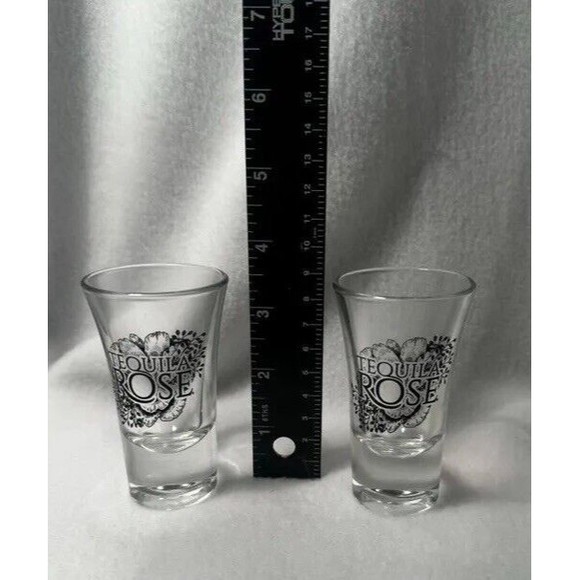 Tequila Rose 3.5" Clear Glass Heavy Shot Glasses Set of 2 - Picture 8 of 9